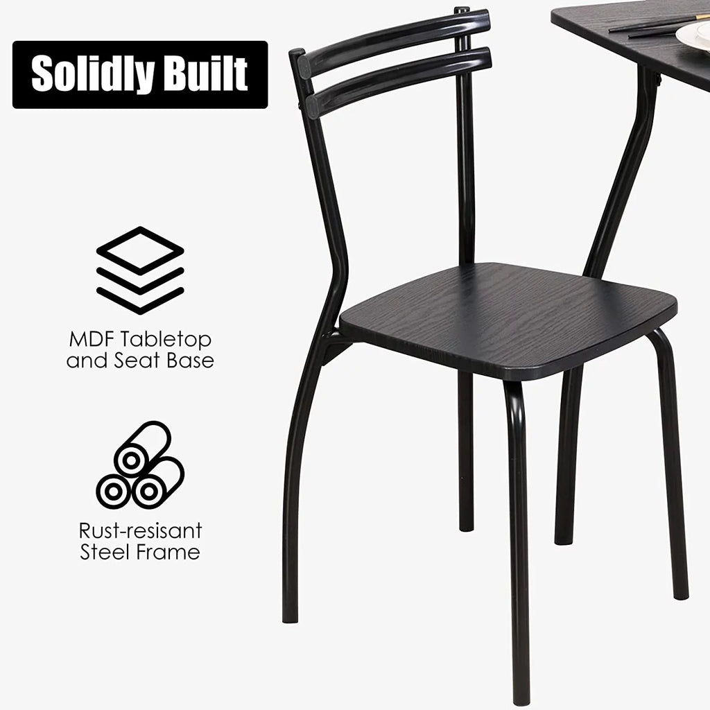 5 Piece Kitchen Dining Table Set with 4 Chairs Black Z77488