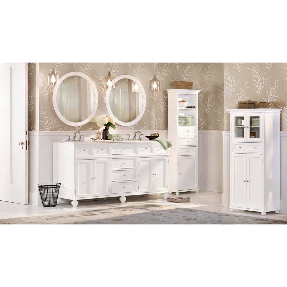 White Bathroom Linen Cabinet I725668