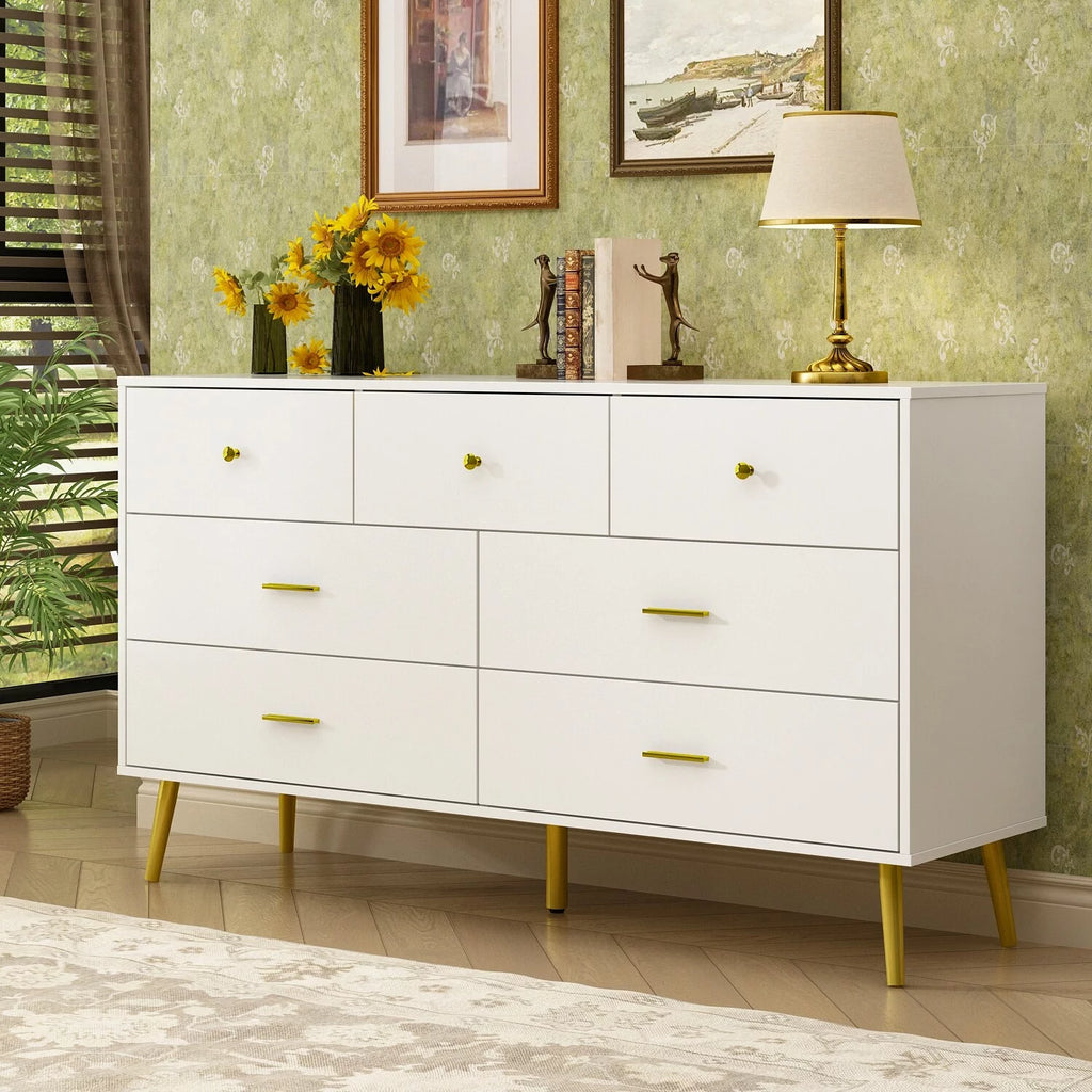 White 7 Drawer Dresser D202506