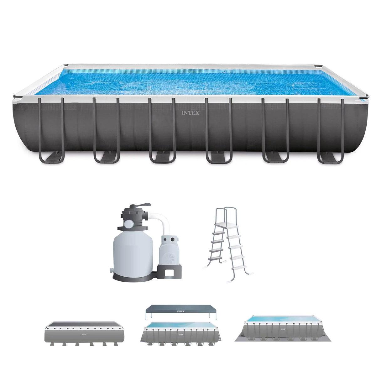 24' x 12' x 52 Rectangular Frame Swimming Pool with Pump O248