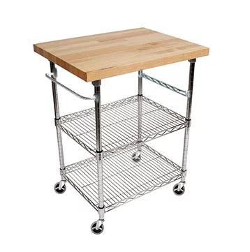 3 Tier Gourmet Cart with Maple Butcher Block Top Y1597