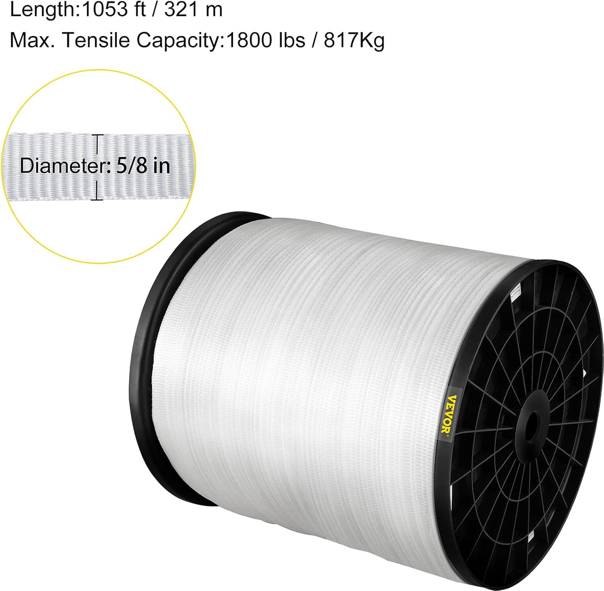 Polyester Pull Tape 1053' x 5/8 Flat Rope Pack of 2 I35908