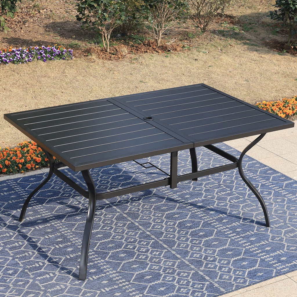 7-Piece Outdoor Patio Dining Set with Rectangle Steel Table & Textilene Chairs R48385