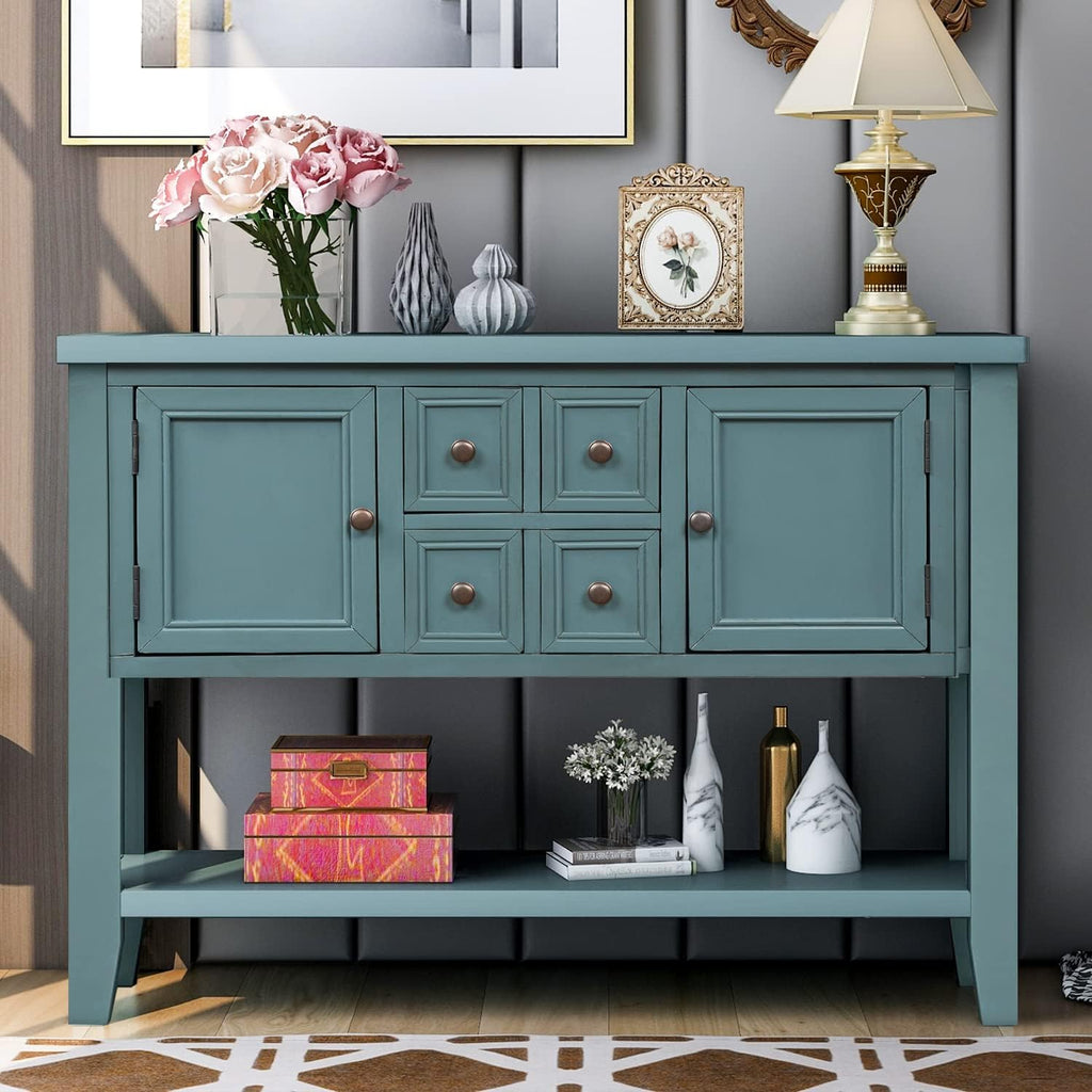 Solid Wood Console Table with 3 Drawers, 2 Cabinet and 1 Shelf Z711