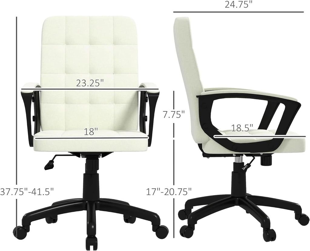 Cream White Fabric Office Chair with Arms R27969
