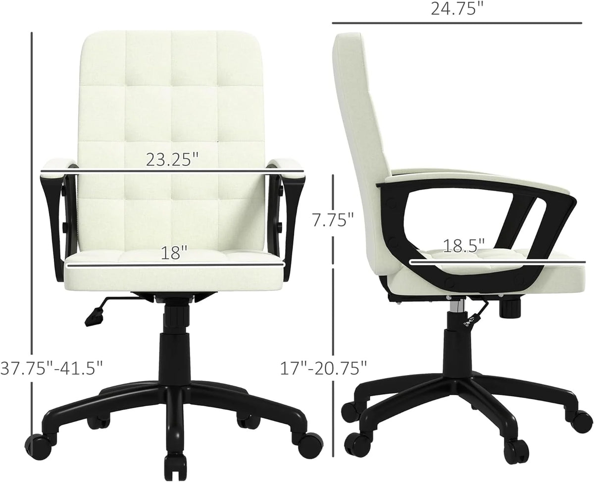 Cream White Fabric Office Chair with Arms R27969