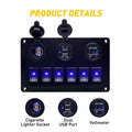 6 Gang Blue LED Rocker Switch Panel H770433