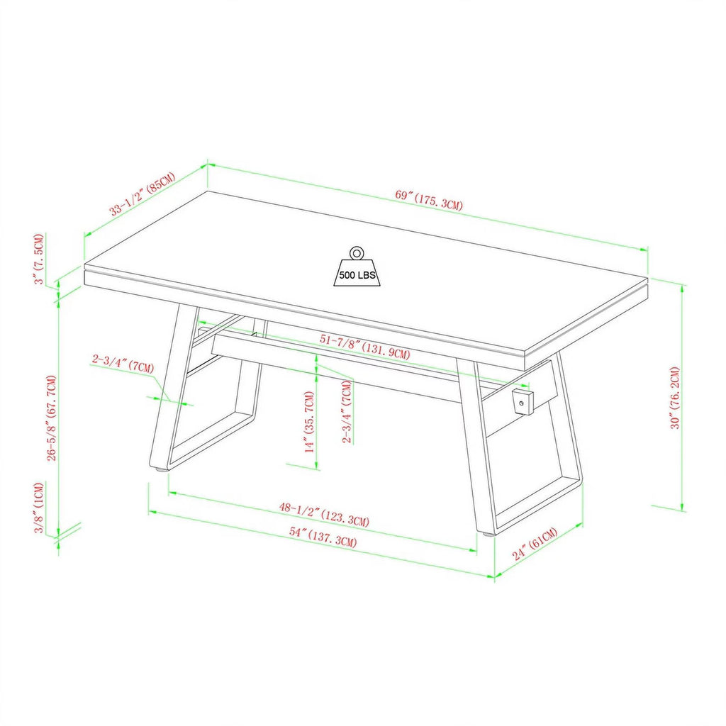 72" Light Oak Wood Dining Table O669258