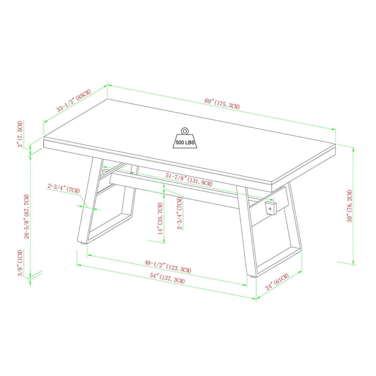 72" Light Oak Wood Dining Table O669258