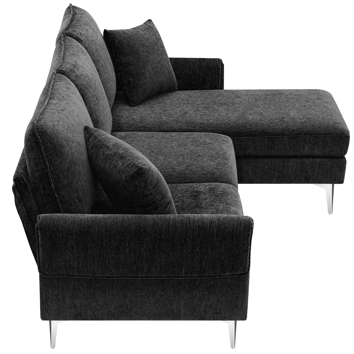 84" L-Shaped Black Sofa with Reversible Chaise H71121
