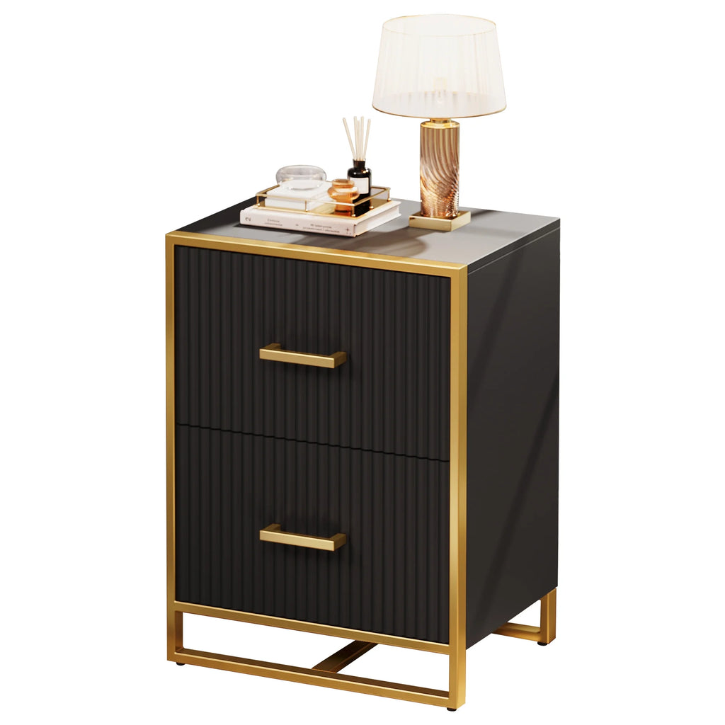 2 Drawer Wood File Cabinet with Metal Legs D747163