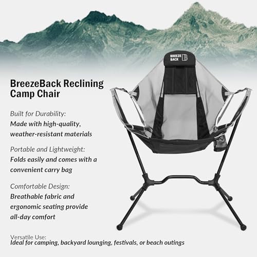 Lightweight Foldable Reclining Rocking Camping Chair with Cup Holder and Carry Bag E3849