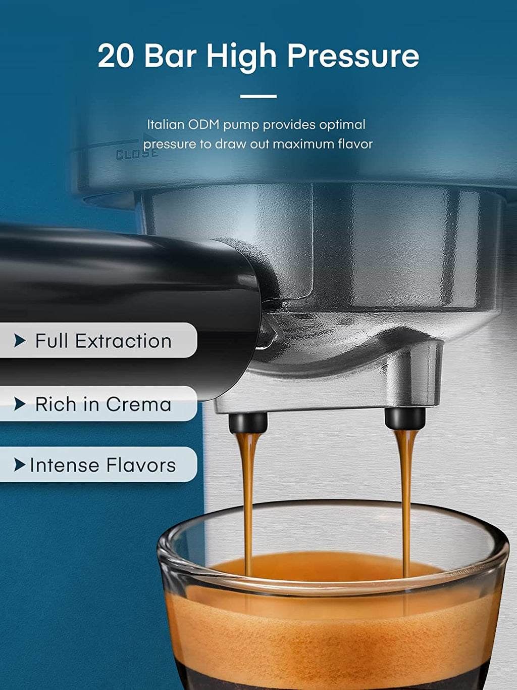 20 Bar Espresso and Cappuccino Maker with Milk Frother Steam Wand H738814