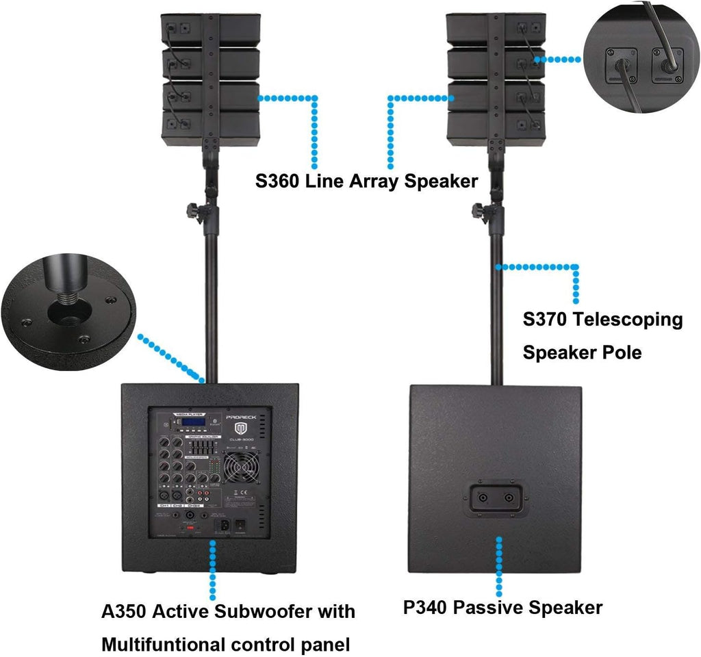 Powered PA Speaker System Combo Set with Subwoofers and Line Array Speakers S981757