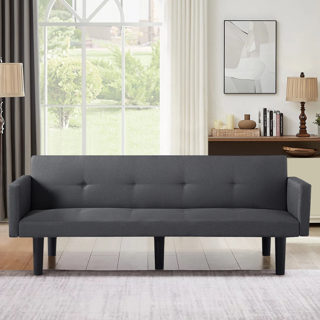 Blue Faux Suede Futon Sofa Bed Q78425