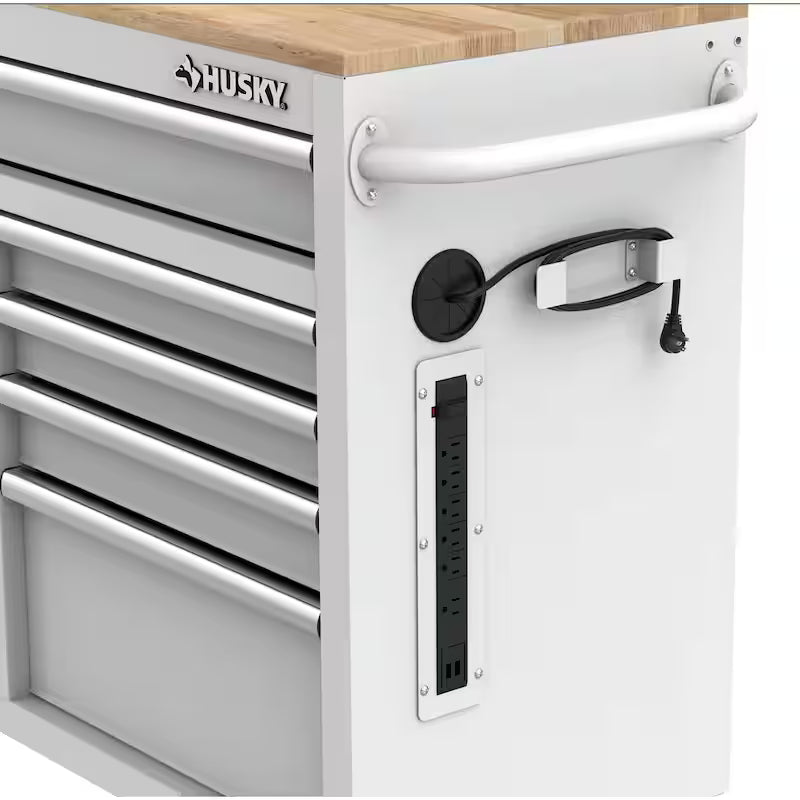 46 in. Gloss White Mobile Workbench Cabinet Y503