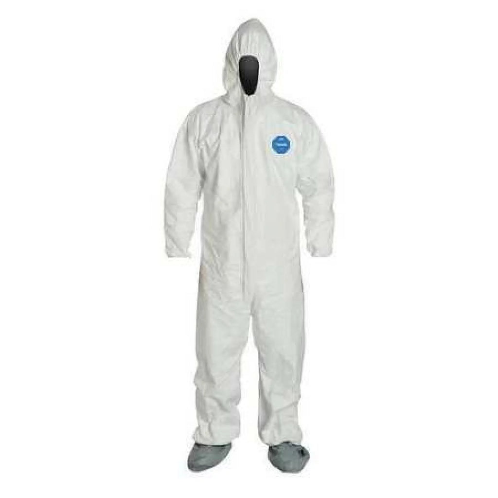 Hooded Coveralls, White, Tyvek 400, PK6 W681741