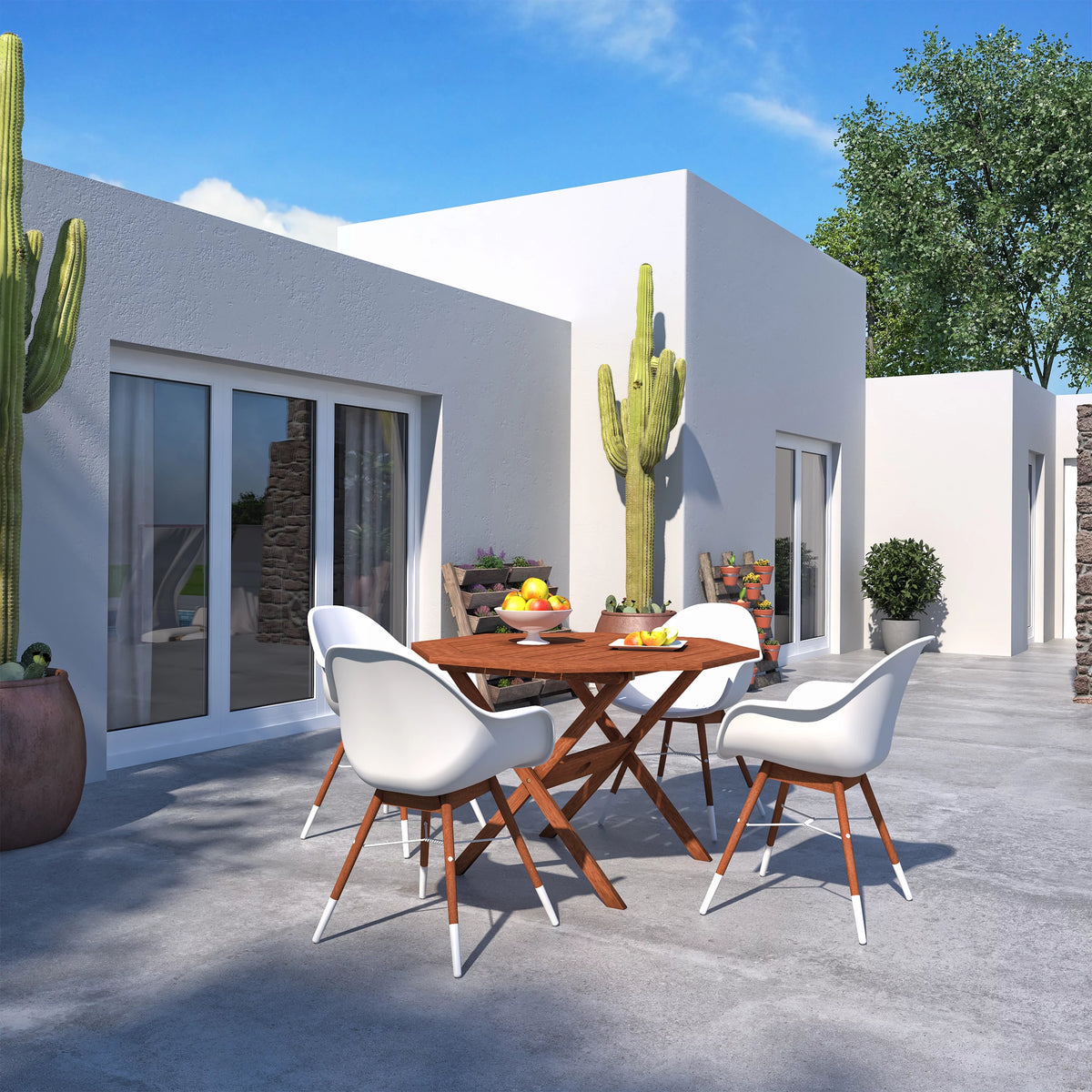 5 Pieces Eucalyptus Wood Outdoor Dining Set D4582