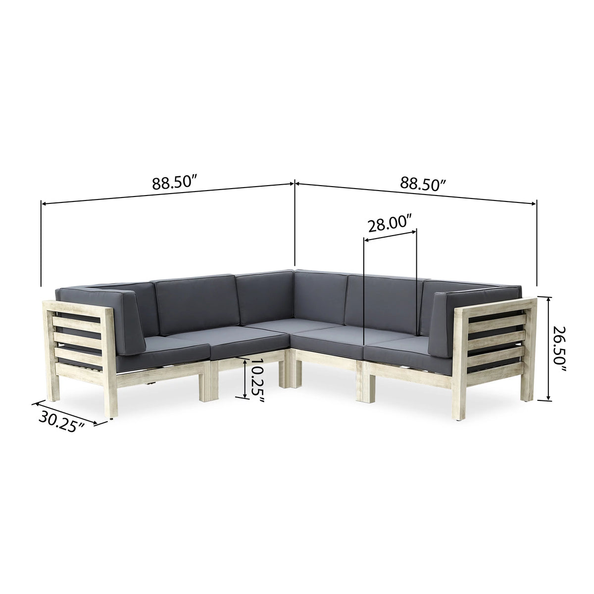 5 Piece Acacia Wood Sectional Sofa Set with Cushions T837307