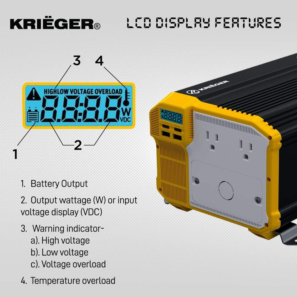 2000 Watts 12V to 110V Modified Sine Wave Power Inverter N68588