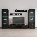 Black Modern Wall Unit with LED Lights G769134