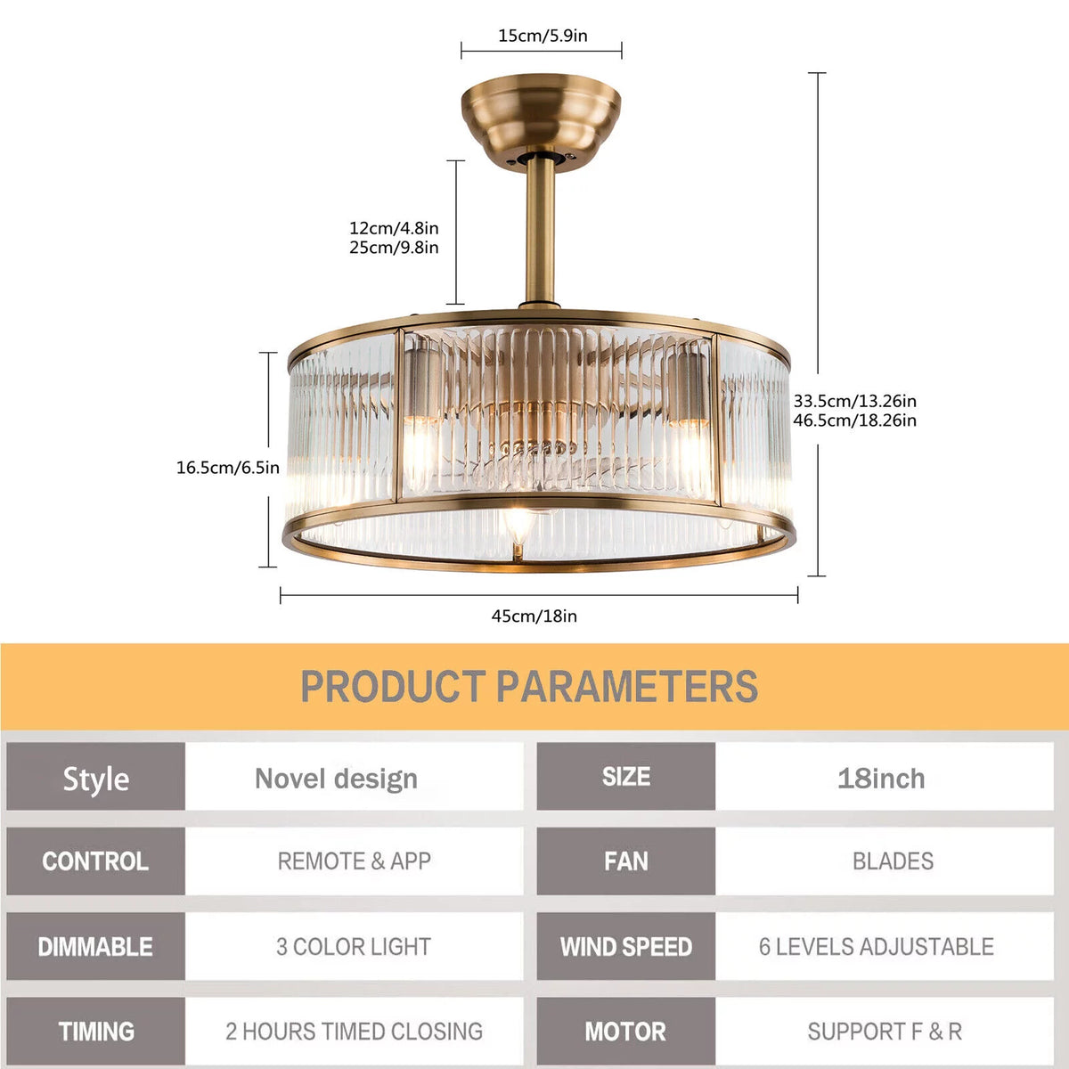 18inch Caged Ceiling Fan Light with Remote Control V512639