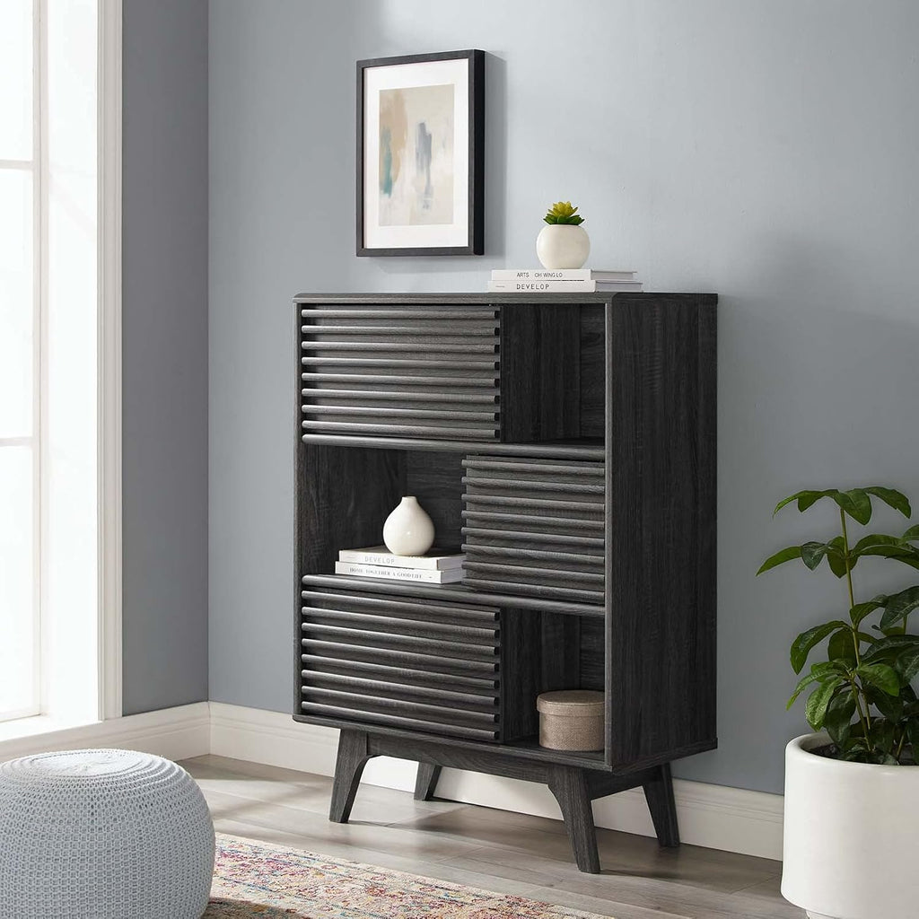 Walnut Three-Tier Display Storage Cabinet Stand A18209