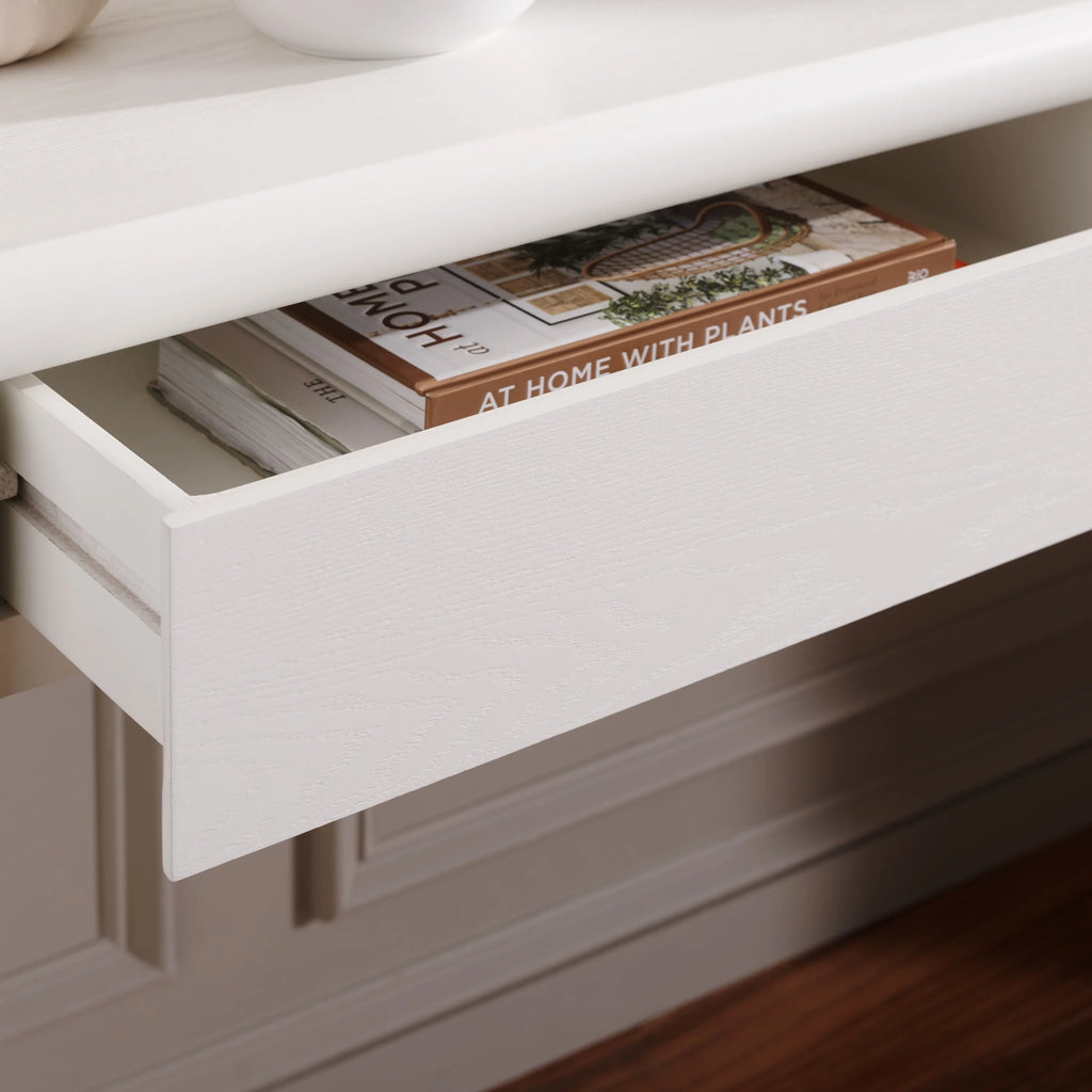 Ivory Wood Console Table with Drawer X439