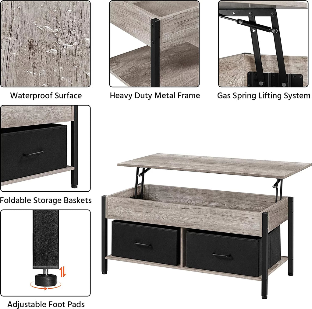 4 Piece Living Room Table Set with 65 In TV Stand and Lift-top Coffee Table V6848