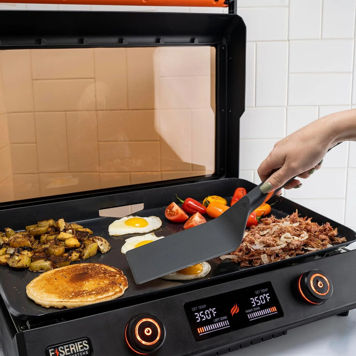 22 Inch Electric Nonstick Tabletop Griddle with Lid and Accessories Y29415
