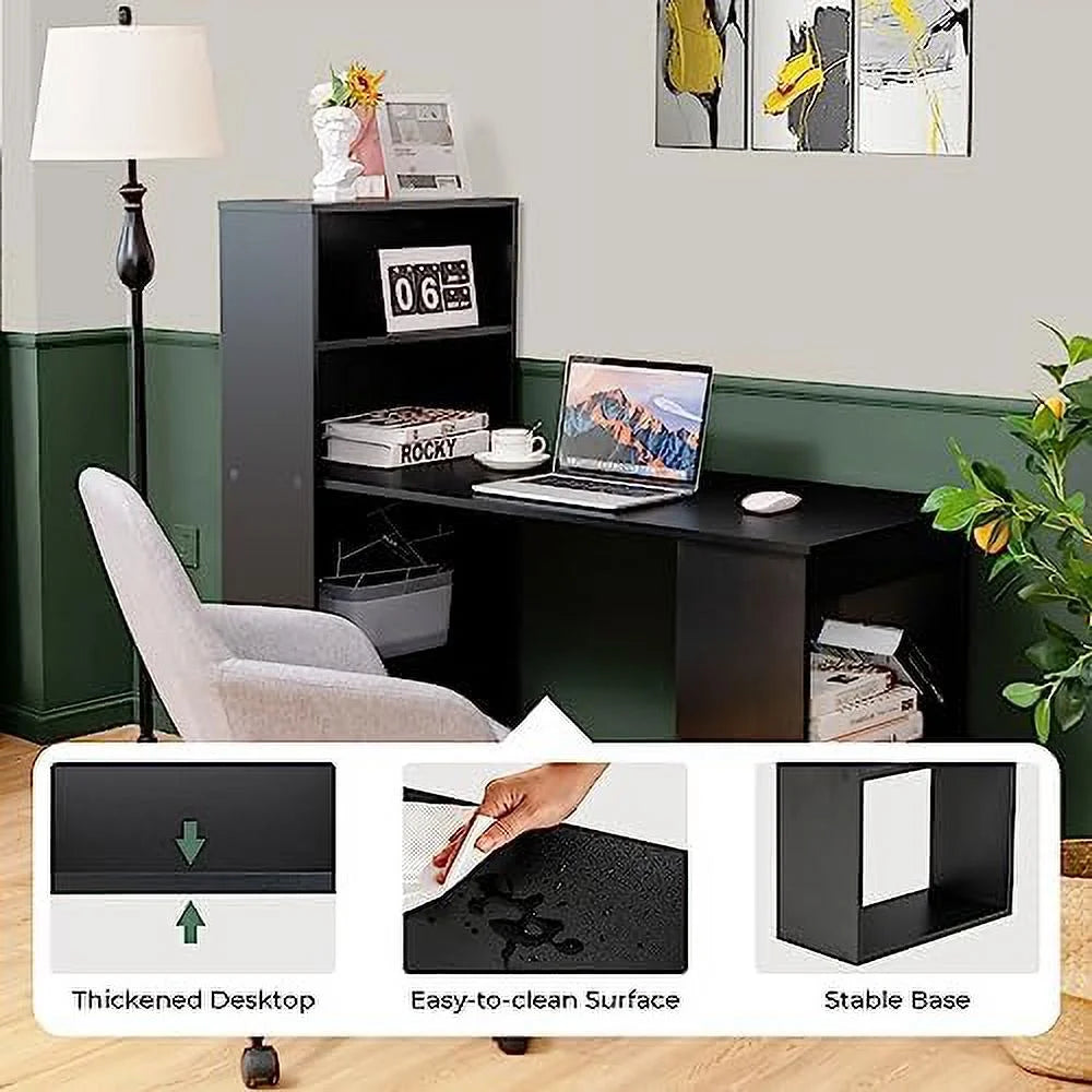 48 Inch Computer Desk with Bookshelf and CPU Stand P51053
