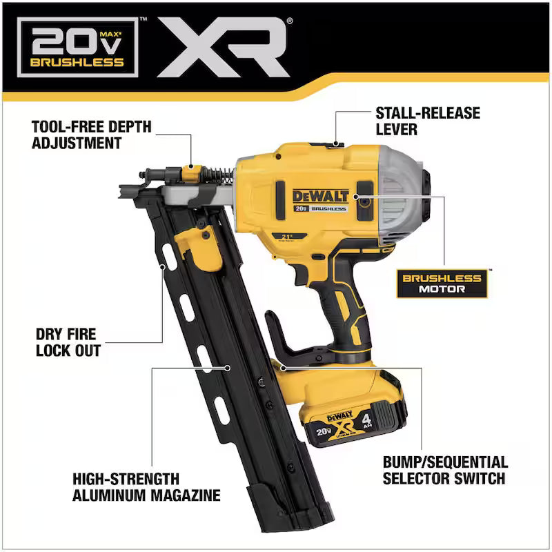 20V MAX Cordless Brushless Framing Nailer with Battery and Charger V588837