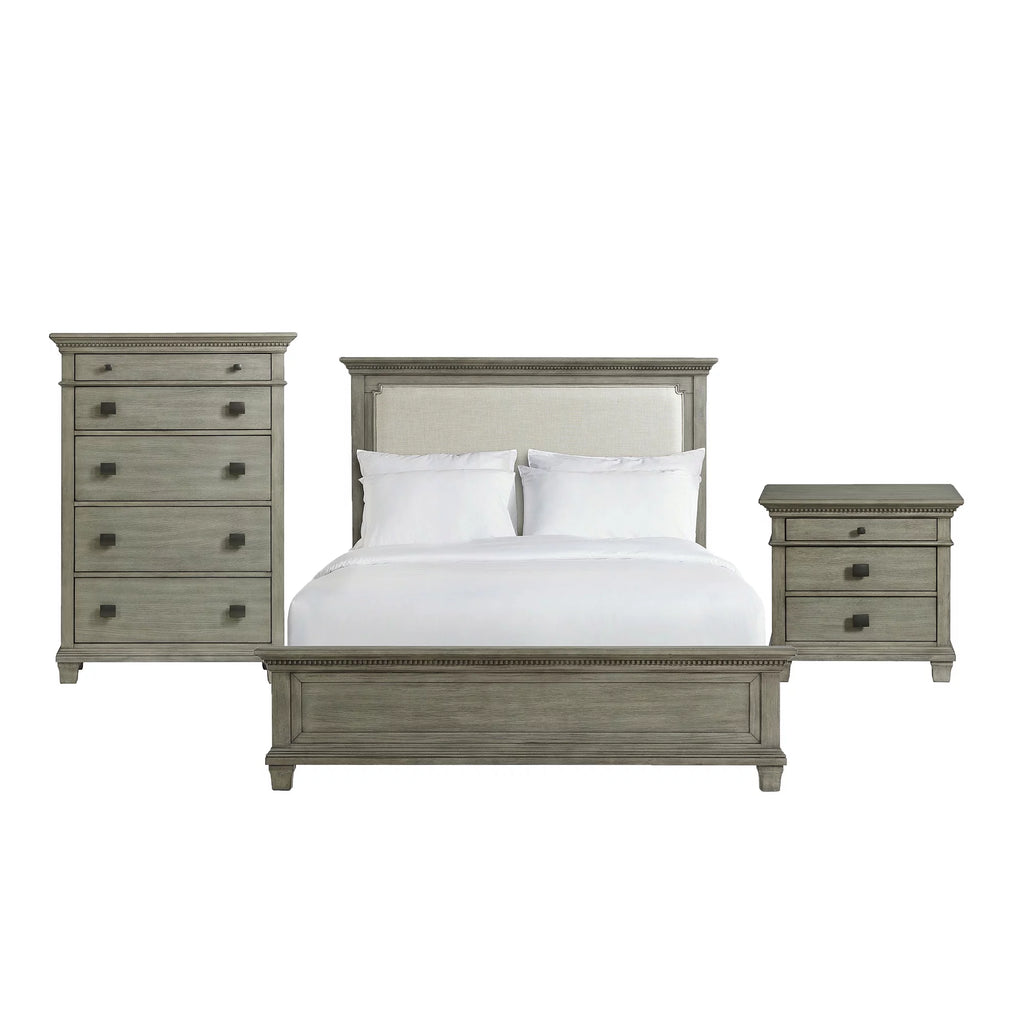 King Panel 3PC Bedroom Set in Grey G291883