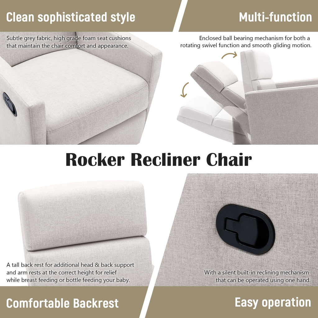 Tan Upholstered Swivel Recliner Chair L701