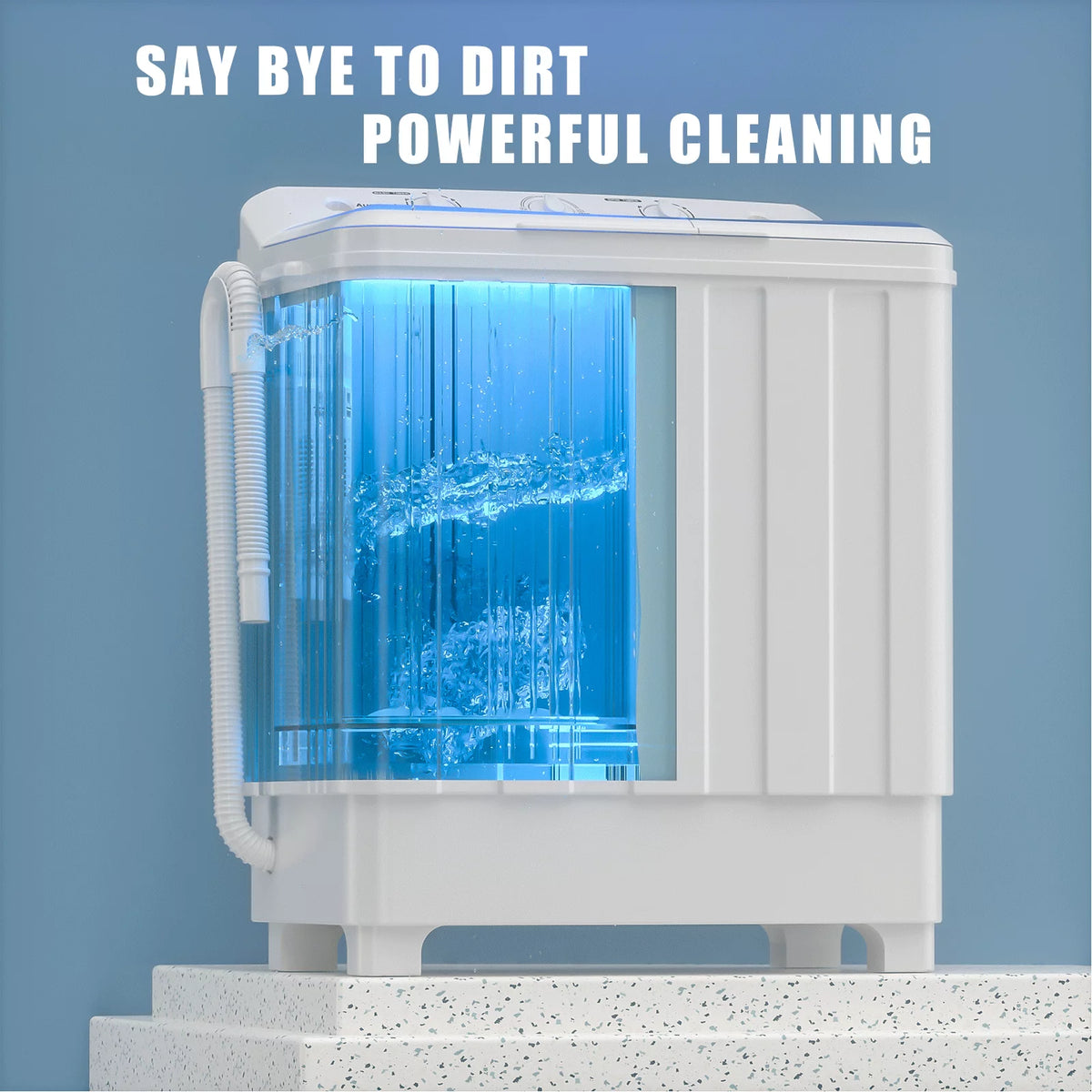 Portable 28lbs Twin Tub Washer Spinner Combo with Drain Pump U473465