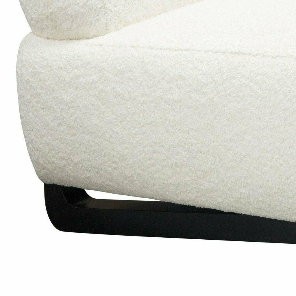 Faux White Shearling Armless Chair with Black Wood Leg Base G5898