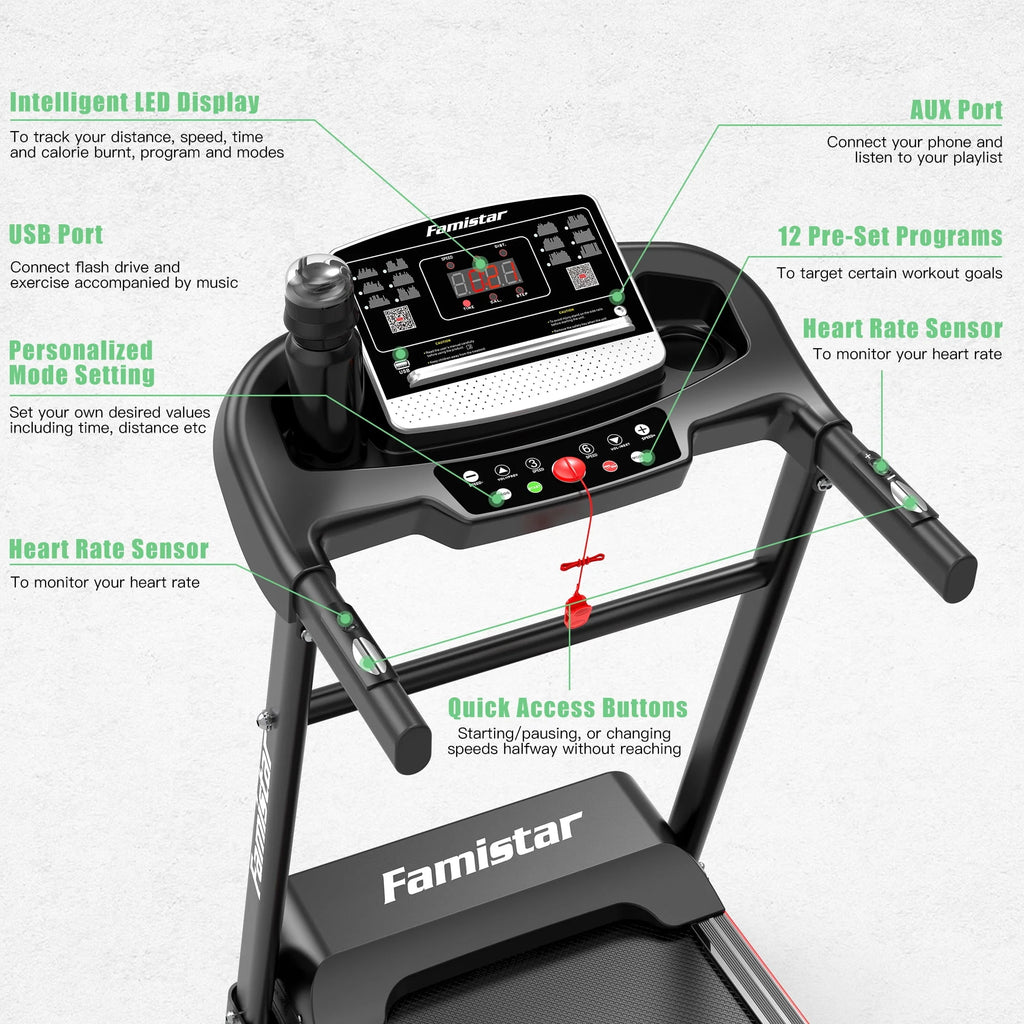 Portable Folding Treadmill with Incline Y148