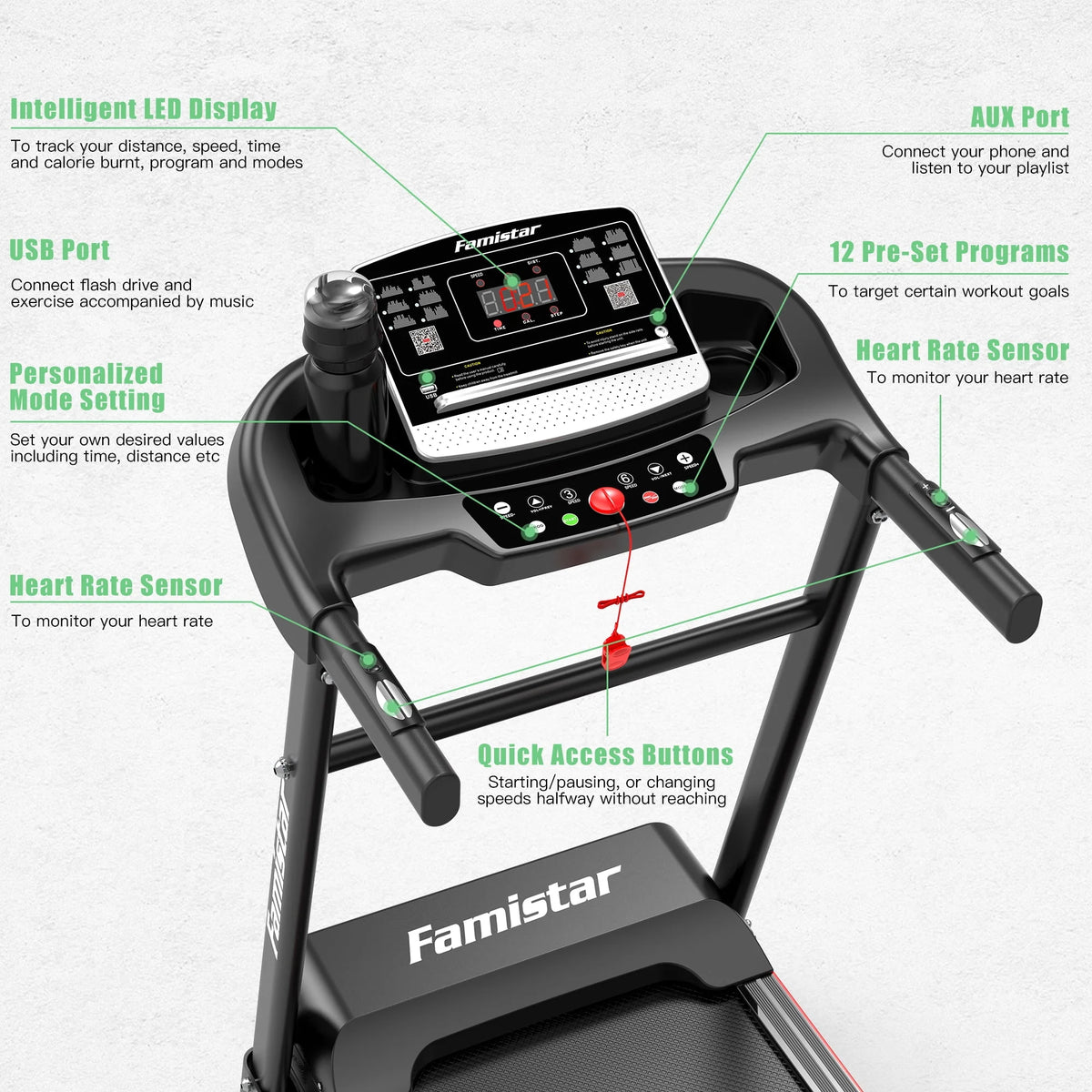 Portable Folding Treadmill with Incline Y148