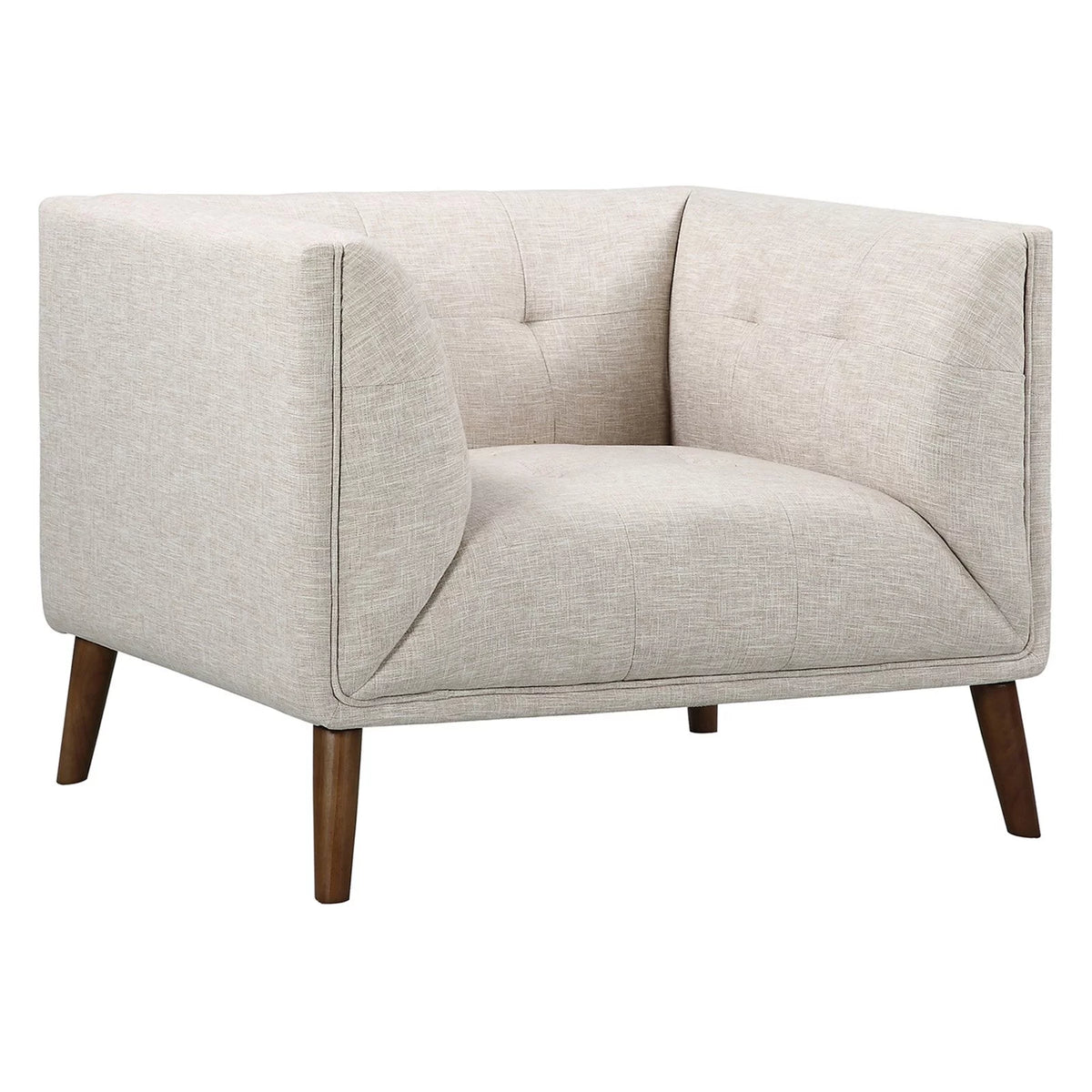 Gray Button-Tufted Linen Fabric Sofa Chair A614