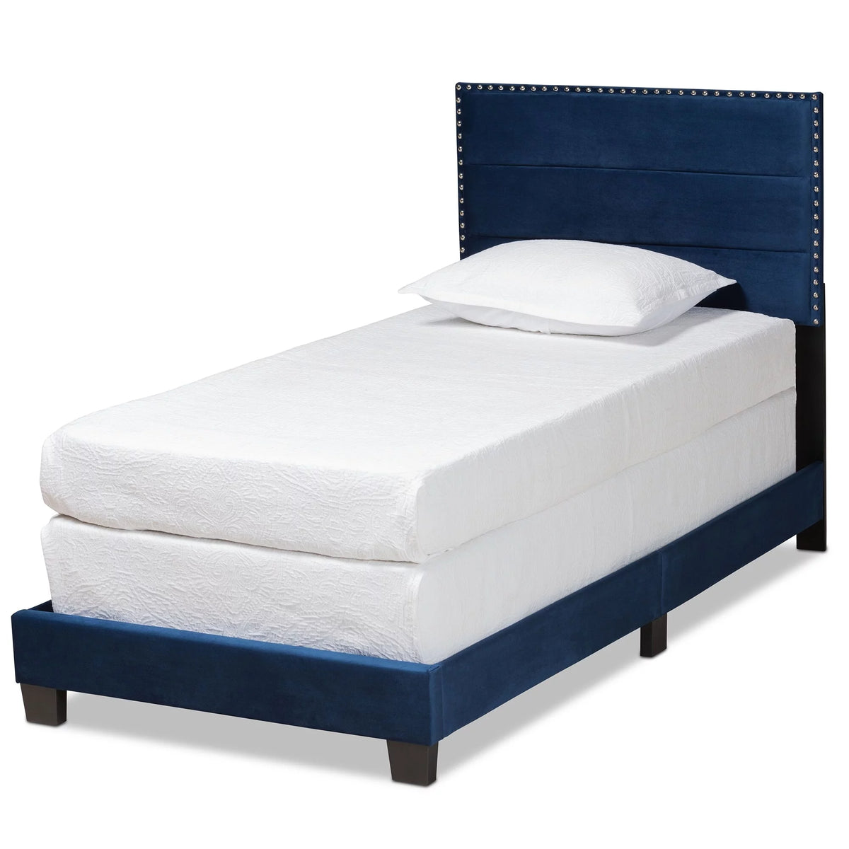 Blue Velvet Twin Size Panel Bed P89954
