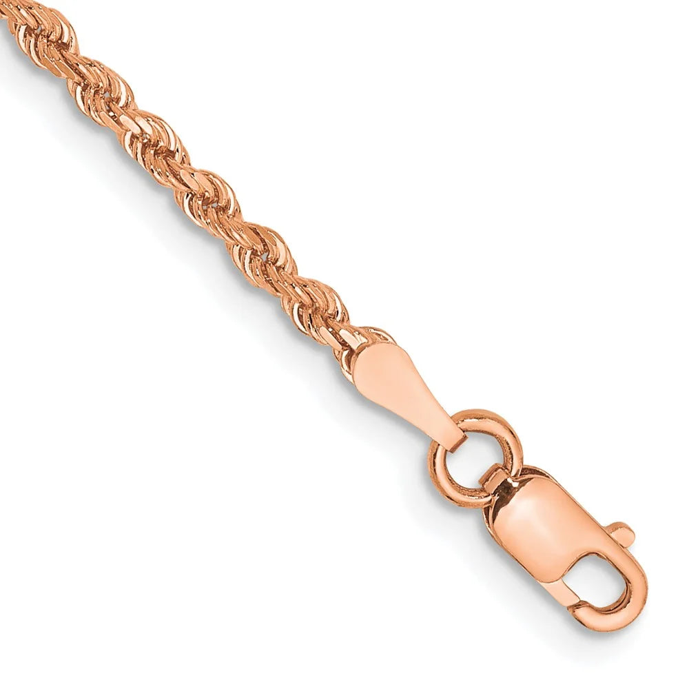 14 Karat Rose Gold 2mm Rope Chain Anklet O138229