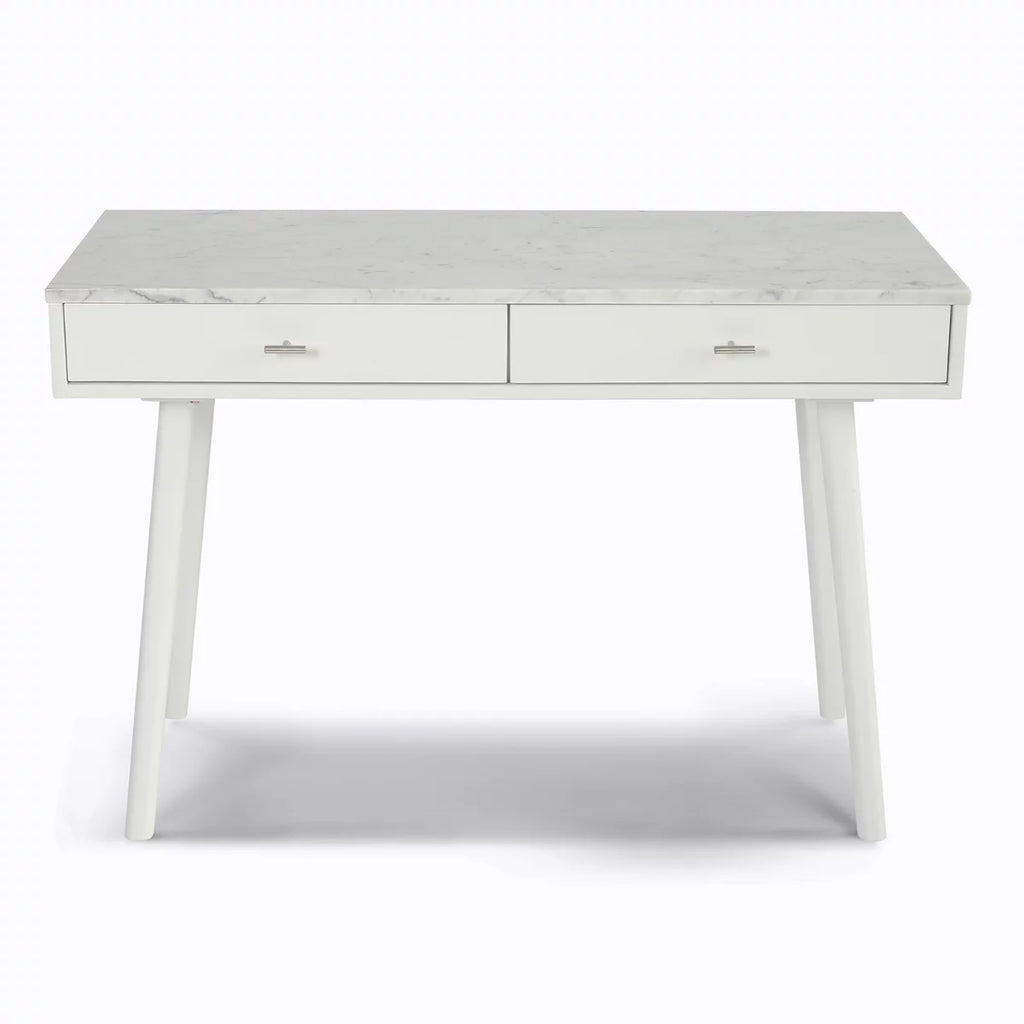 White Rectangular Marble Top Writing Desk G221053