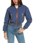 Quilted Chambray Bomber Jacket F54523