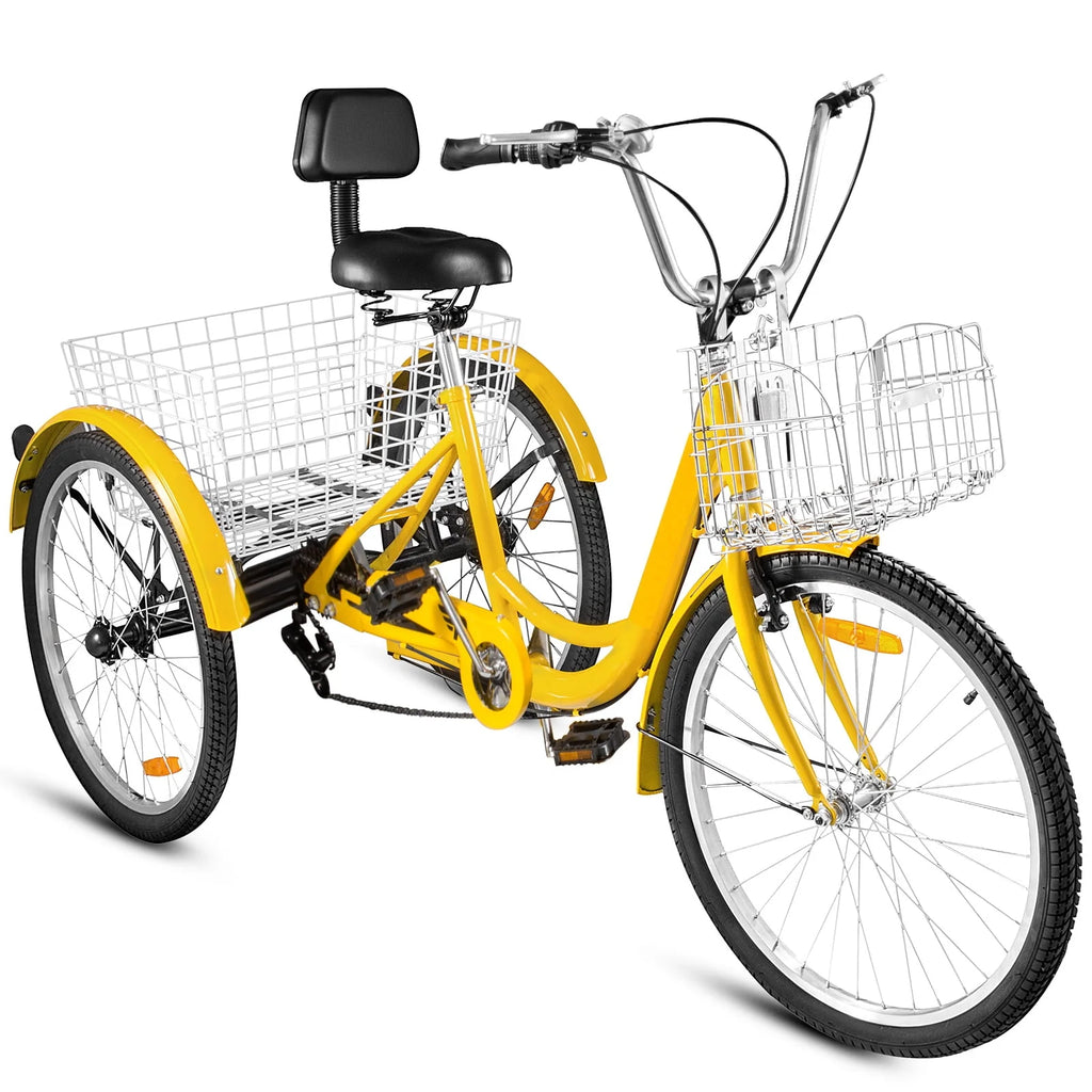 24 Adult Tricycle 7-Speed Three Wheel Bike with Basket T1397