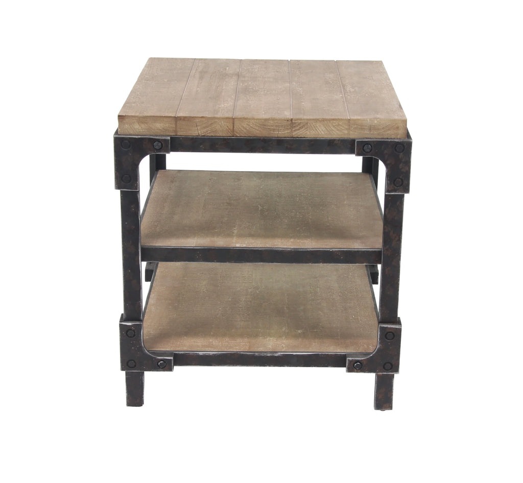 24" x 26" Brown Wood 2 Shelves Accent Table W911355