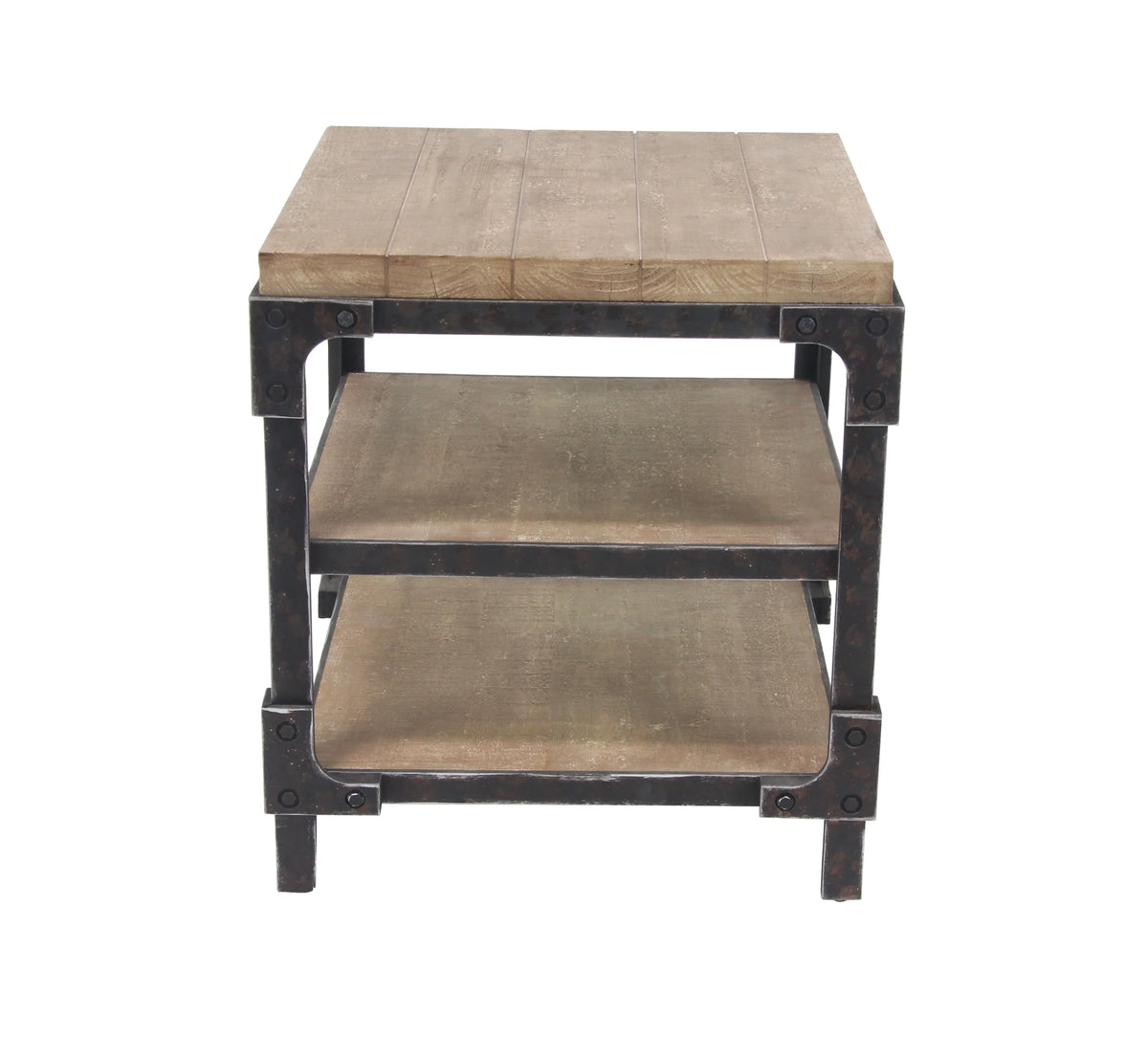 24" x 26" Brown Wood 2 Shelves Accent Table W911355