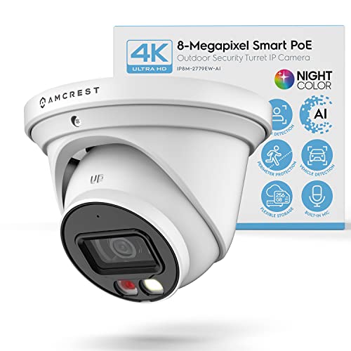 4K PoE Security Outdoor Turret Camera with Built-in Microphone F224