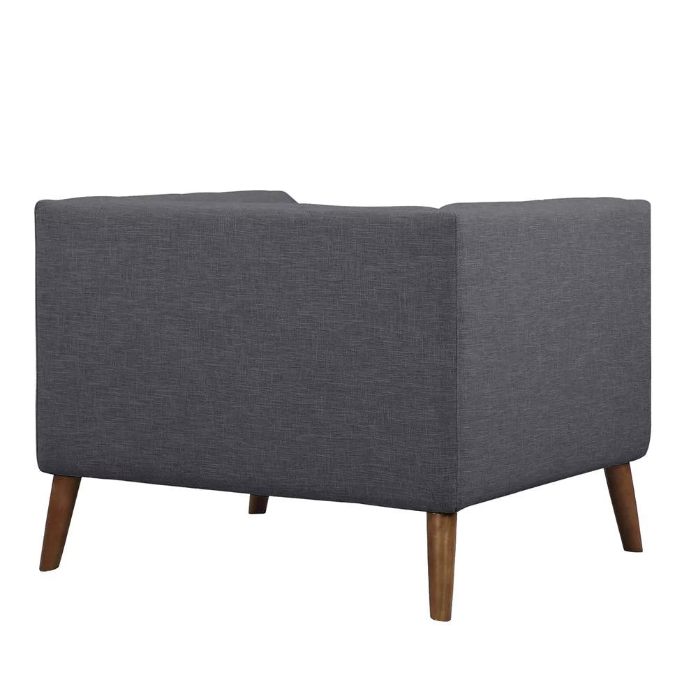 Gray Button-Tufted Linen Fabric Sofa Chair A614