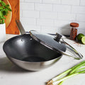 12 Stainless Steel Non-Stick Wok and Lid Y22568