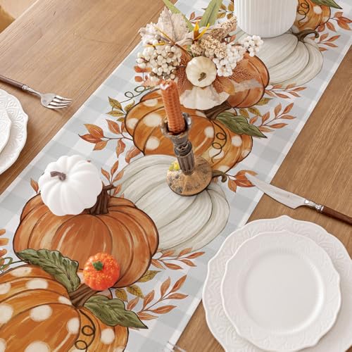 Fall Placemats Set of 4, 12 X 18 Inch Grey Blue Checkered G7588